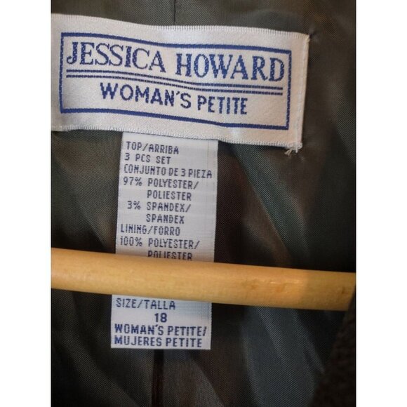 Jessica Howard Womens Size 18 Olive Green Blazer Jacket Fringe Trim Shoulder Pad - Picture 3 of 7